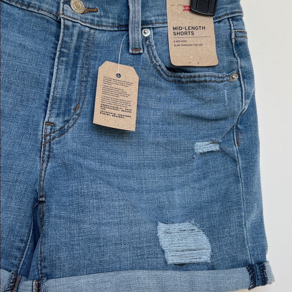 Levi’s Mid-Length Shorts Mid Rise Denim Jean Shorts SZ 26 - Picture 2 of 3